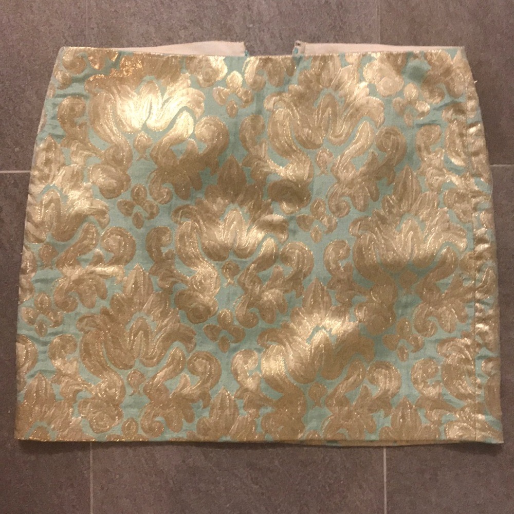 J Crew Aqua and Gold Skirt // Size 2